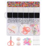 OBL10099369 - 米珠+字母+镊子剪刀线龙虾扣圈(26格)