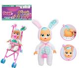 OBL10101642 - 1比1 12寸搪胶头搪胶手毛绒棉身体带真实流眼泪。毛绒兔睡衣哭泣娃娃带四声音乐cry Babies-Tutti Fritti带流眼泪功能，带奶嘴,带大号推车