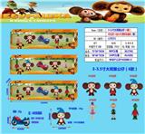 OBL10106769 -  3-3.5寸大耳猴公仔（6款）4只公仔+1台3.8寸摩托车盒装（3款混）PVC环保料