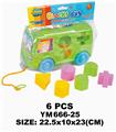 OBL10115497 - PVC卡头袋装巴士车拖拉智力积木6PCS