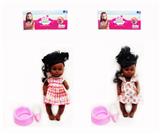 OBL10123645 - 14寸活眼喝水尿尿娃娃黑皮肤娃娃 头部手脚搪胶 带IC包3粒纽扣电池 黑人(GCC)