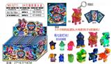 OBL10126333 - 3.5寸狗狗巡逻队大电影狗子单只（有钥匙扣）+3张卡片 锡袋装 24只锡袋展示盒 （狗狗有七彩灯光） 卡片和6款公仔随机