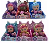 OBL10128910 - 第7代10寸搪胶秋叶和钻石冰雪姐妹和雪宝哭泣娃娃带毛绒加暖带四声音乐带流眼泪功能，带吸水奶瓶，带奶嘴   3款毛绒布料哭泣娃娃混装