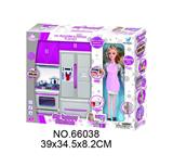 OBL10129238 - 冰箱+烤炉+配芭芘(灯光音乐配2粒7号电池)