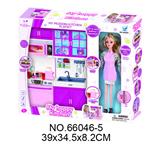 OBL10129300 - 洗菜盆+微波炉+配芭芘(灯光音乐配3粒AG13电子)