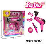 OBL10132077 - Barbie 新款芭比系列女孩电动吹风筒美发饰品玩具套装1*AA，不包电