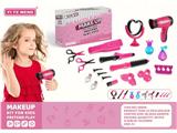 OBL10133023 - 饰品沙龙美发女孩女生公主芭比过家家梳妆打扮演游戏吹风机卷发棒化妆镜子跨境电商彩盒套装