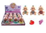 OBL10139826 - 蛋装搪胶笑脸娃带一只搪胶小宠物带奶瓶3款12PC