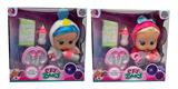 OBL10145103 - 14寸搪胶哭泣真头发女孩版娃娃带四声音乐cry Babies-Tutti Fritti带流眼泪功能，带吸水奶瓶，带奶嘴  。毛绒带加暖功能带餐盘套装