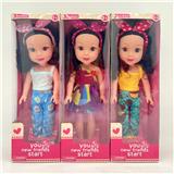 OBL10146549 - 14寸全身搪胶美国女孩娃娃3D玻璃眼珠带音乐（3款混）