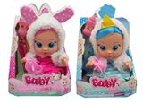 OBL10153956 - 豪华版第10代10寸搪胶带头发女孩版娃娃带四声音乐cry Babies-Tutti Fritti带流眼泪功能，带吸水奶瓶，带奶嘴  。毛绒带加暖功能。衣服2件套2款混装