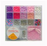 OBL10168023 - 米珠+软陶+透明珠隔珠+镊子线（17格项链手机链）