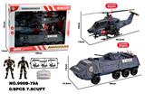 OBL10172110 - 警察套装/滑行大飞机（包两颗AG13电池，带灯光，声音），装甲车（包两颗AG13电池，带灯光，声音），军人加配件