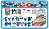 OBL10175594 - 3.5寸Q版史迪仔单只+滑板+1张卡片 锡袋装  24只锡袋展示盒 卡片和14款公仔随机 （滑板有轮，可以惯性滑动）（PVC软胶环保料）