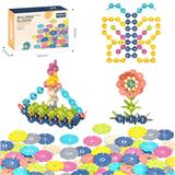 OBL10175864 - DIY拼装数字雪花积木120PCS/中号薄款3.0/莫兰迪色系