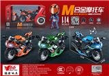 OBL10189060 - 1:14 合金回力摩托赛车带灯光音乐3色混装（带头盔）