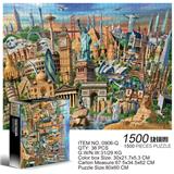 OBL10192695 - 1500片方形拼图-世界地标