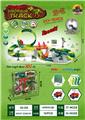 OBL10202174 - （146 PCS)360度喷雾恐龙轨道  （7.5CM轨道片)         （360度单环+96片+假山1个+配件2块+夹子6个+平轨1条+弧轨2条+红桥2块+红桥配件2块+转接配件2块+桥柱8块+路标12块+树2颗+水瓶1个+喷雾恐龙1只+车1只）