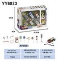 OBL10210929 - 6.8回力铁皮车（皮卡车 6pcs+5路障）