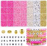 OBL10211315 - 字母珠+软陶+隔珠+线（28格）