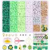 OBL10211367 - 软陶+字母珠+隔珠吊坠+耳钩剪刀线龙虾扣圈包扣（24格）