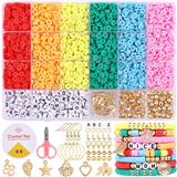 OBL10211379 - 软陶+字母珠+金珠吊坠+耳钩剪刀线龙虾扣圈包扣（24格）