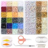 OBL10211392 - 软陶+字母珠+隔珠珍珠+耳钩+龙虾扣圈包扣镊子剪刀线（48格）