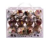 OBL10225825 - 5.5CM圣诞球加印花树混透明球12PCS