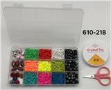 OBL10233665 - 新款英文15格串珠盒         （软陶片+橄榄球珠子+剪刀+线盒）