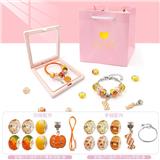 OBL10233991 - 新款盒子橙色手链项链套装