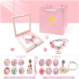 OBL10233994 - 新款盒子粉色手链项链套装