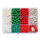 OBL10254819 - DIY圣诞4厘米珠+6/8厘银珠圆珠+吊坠+线(12格)