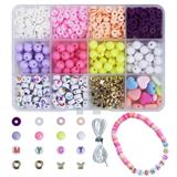 OBL10254834 - 8厘圆珠+软陶+字母珠+隔珠+线（12格）