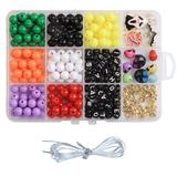 OBL10254842 - 8厘圆珠+字母珠+吊坠+隔珠+线（12格）