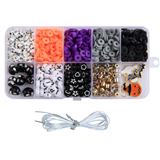 OBL10254859 - 软陶+字母珠+隔珠+吊坠+线（10格）