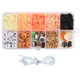 OBL10254864 - 彩珠+软陶+字母珠+隔珠+吊坠+线（10格）