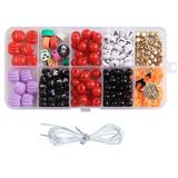 OBL10254866 - 彩珠+6/8厘圆珠+软陶+字母珠+隔珠+吊坠+线（10格）