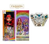 OBL10289930 - 饰品系列  16寸硬吹瓶带灯光音乐主题曲Rainbow High惊喜彩虹高中带耳环，戒指，手提包。魔术棒 5件套
