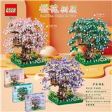 OBL10302745 - 2000+PCS新款微钻颗粒三款混装樱花树屋拼装积木