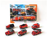 OBL10307343 - 1:64合金滑行拖头消防车配两只消防车3款混装