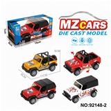 OBL10308294 - 1:36合金车模越野开门回力车4款4色混装印花版