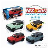 OBL10308317 - 1：36合金车模3开门回力
越野车4色混装
