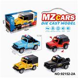 OBL10308327 - 1：36合金车模越野开门回力车4款4色混装警车版
（英文警车）（声光版）