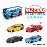 OBL10308328 - 1：36合金车模3开门回力
跑车4款4色混装（声光版）