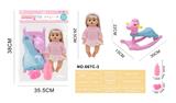 OBL10315423 - 29.5cm活眼女娃娃骑木马，喝水尿尿带4声IC（包3粒AG13)