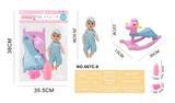 OBL10315428 - 29.5cm活眼男娃娃骑木马，喝水尿尿带4声IC（包3粒AG13)