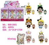 OBL10324596 - 8寸高品质泡泡玛特眼泪工厂飞天女警哭娃五关节可动搪胶毛绒娃娃配钥匙扣挂件加娃娃卡片（展示盒+盲盒+盲袋 6色混装 6PCS）