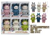 OBL10327910 - 展示盒 10.5寸高品质五关节可动毛绒搪胶心动马卡龙POPMART拉布布限量系列娃娃（6色混装 6PCS）