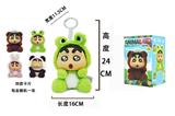 OBL10328002 - 限量版灵动创想1比1高品质毛绒PP塞棉身体搪胶头搪小偶M系列 青蛙小新   带钥匙 4款卡片随机一款