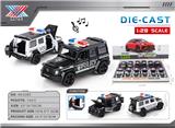 OBL10332560 - 1:28 合金车模 大G警车 灯光音乐四开门 回力（12只装）